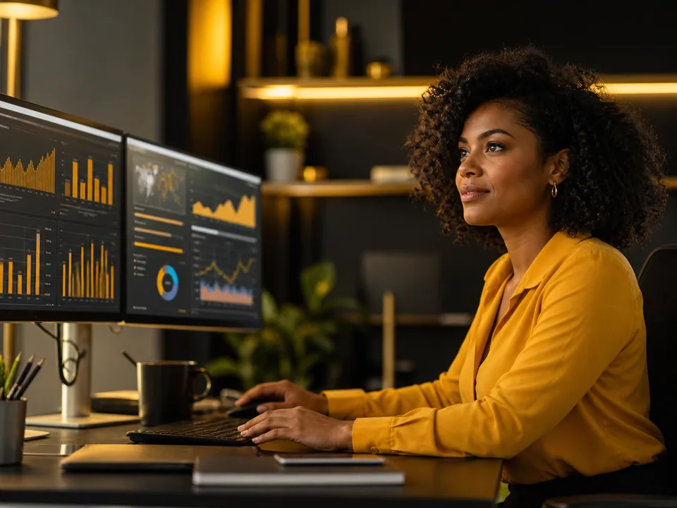 Analista visualizando dashboards de negócios