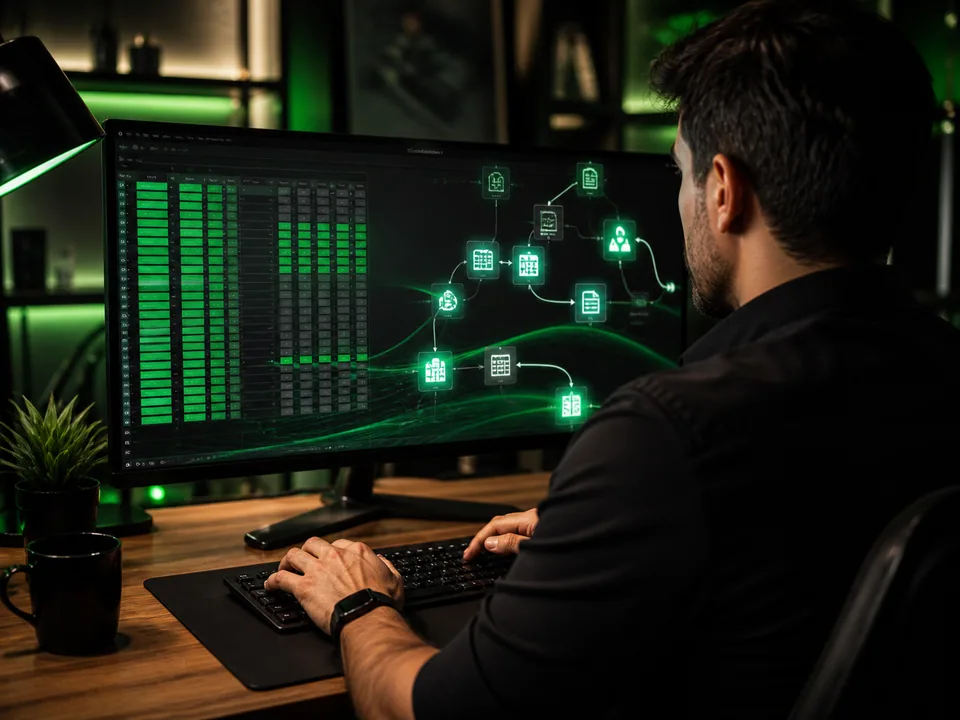 Especialista criando automações em planilhas